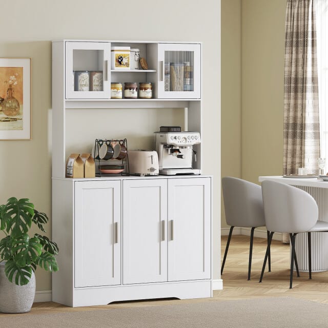 4goodz Keukenkast Scandinavisch Design met Glazen Deuren - Wit