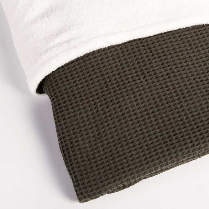 Oogappel Wafelstof & Zachte Teddy Wiegdeken 75x100 cm Legergroen-Groen