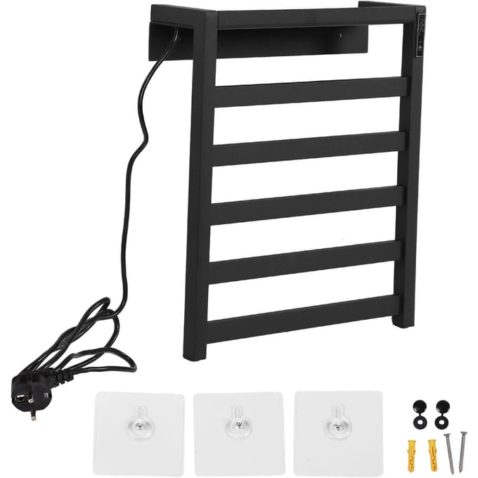 Verwarmd Handdoekenrek Snelle Koolstofvezel Verwarming Wandmontage Elektrische Handdoekverwarmer Droogrek met black