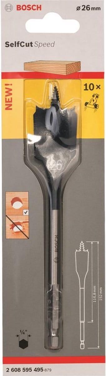 Bosch - Speedborenset Self Cut Speed, zeskant 26 x 152 mm