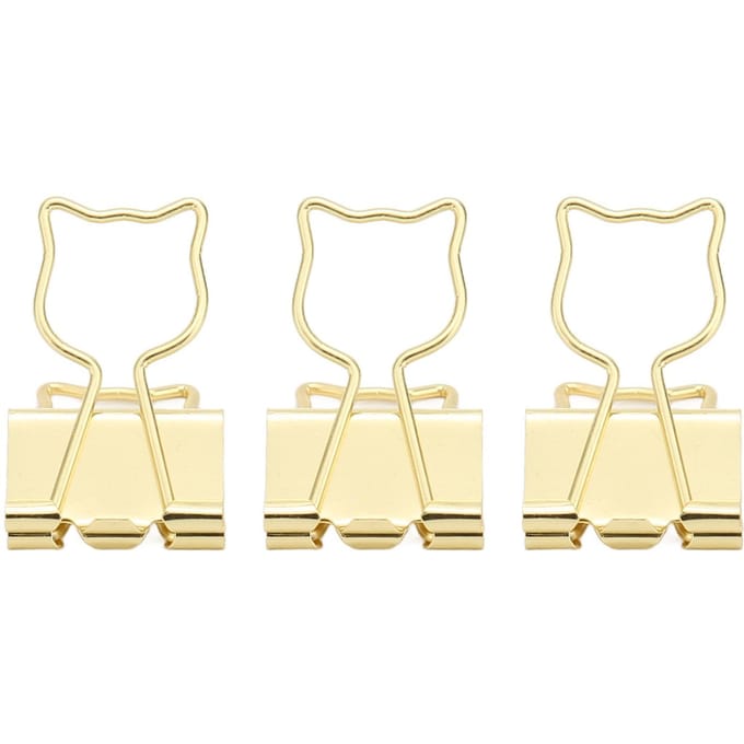 100pcs Pinces à Reliure Forme Chat Métal Fer Creux Compact Portable Amusant Pinces à Reliure pour Documents or