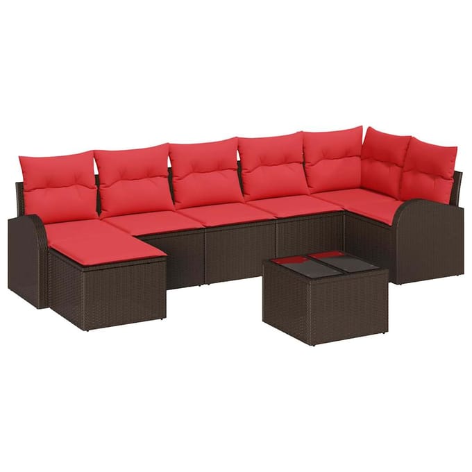 vidaXL - Tuinbank - Set - 8 - st - Bruin - [Synthetisch]: - Poly - Riet