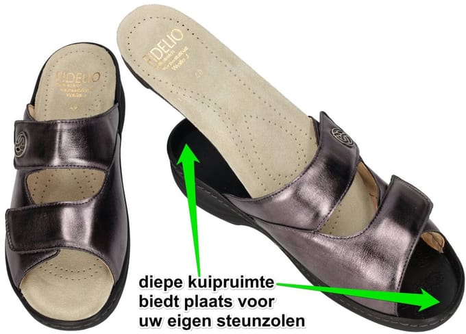 Fidelio Hallux -Dames - antraciet grijs - slippers & muiltjes - maat 41