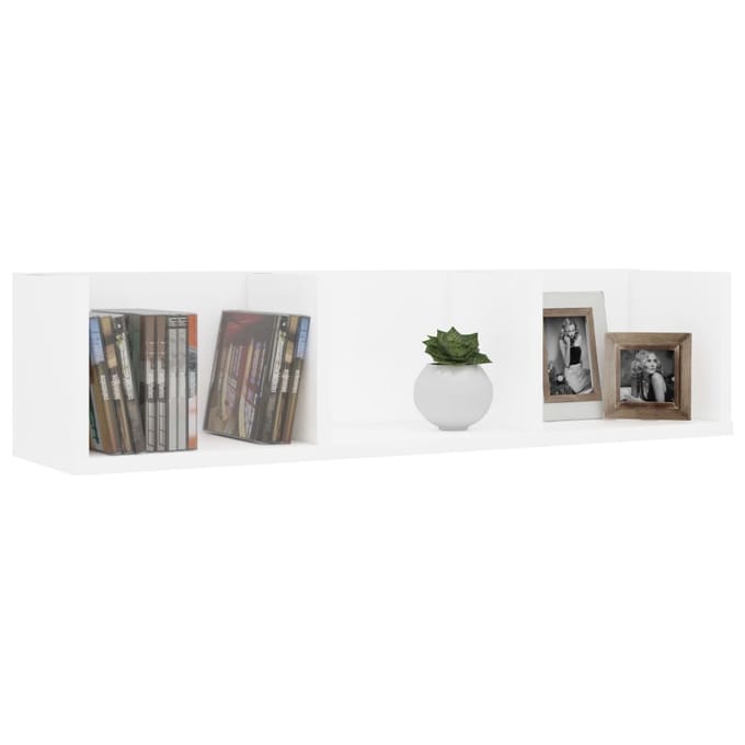 vidaXL - Cd-wandschap - 75x18x18 - cm - bewerkt - hout - wit