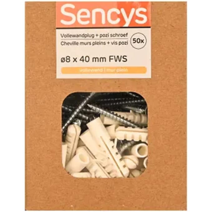 Sencys Plug Voor Beton Nylon - Diam. 8x40mm - 50 Stuks