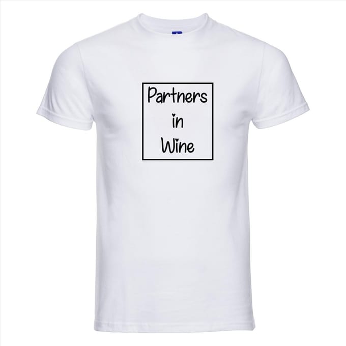Partners in wine T-shirt - 100% Katoen - Maat S - Classic Fit - Wit
