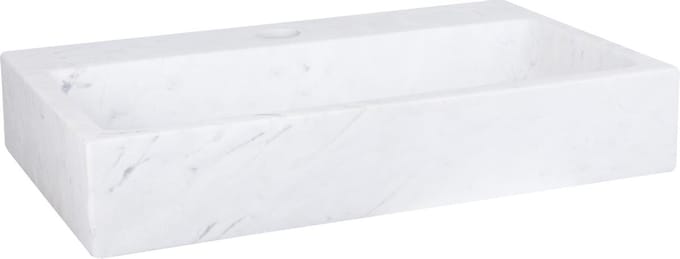 Differnz Flat Fontein 38x24x8cm 1 kraangat recht mat Rechthoek Marmer Wit