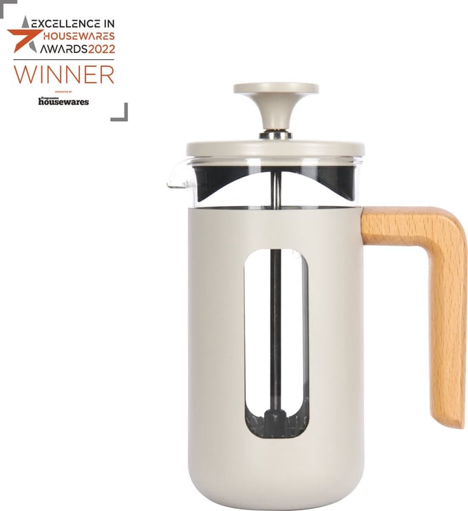 La Cafetière - Pisa Cafetière - Glas - RVS - Houten Handvat - Crème - 3 Kops - 350ml