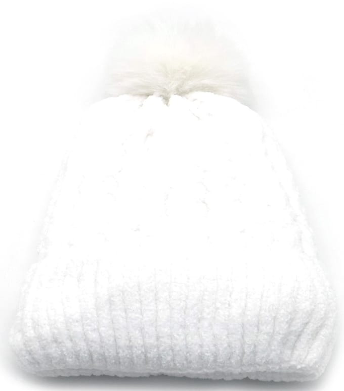 Witte beanie met pompon - wit - one size