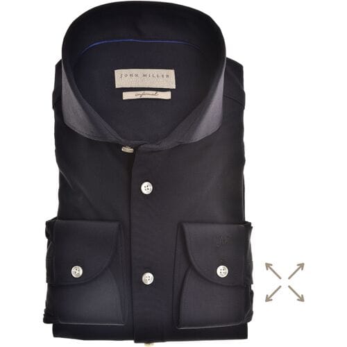 John Miller Overhemd Uni Slim Stretch Zwart / male