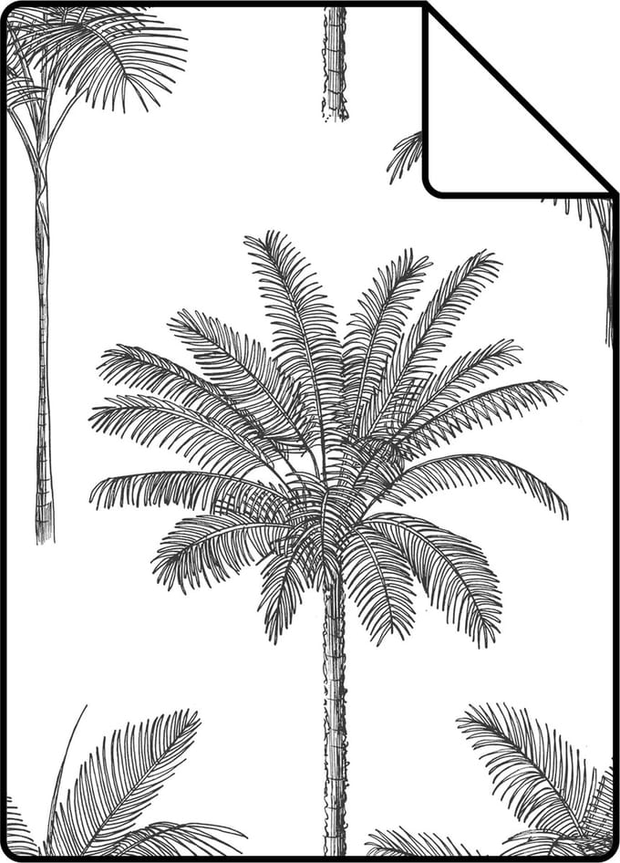 Proefstaal ESTAhome behang palmbomen zwart wit - 26.5 x 21 cm - 139162-S
