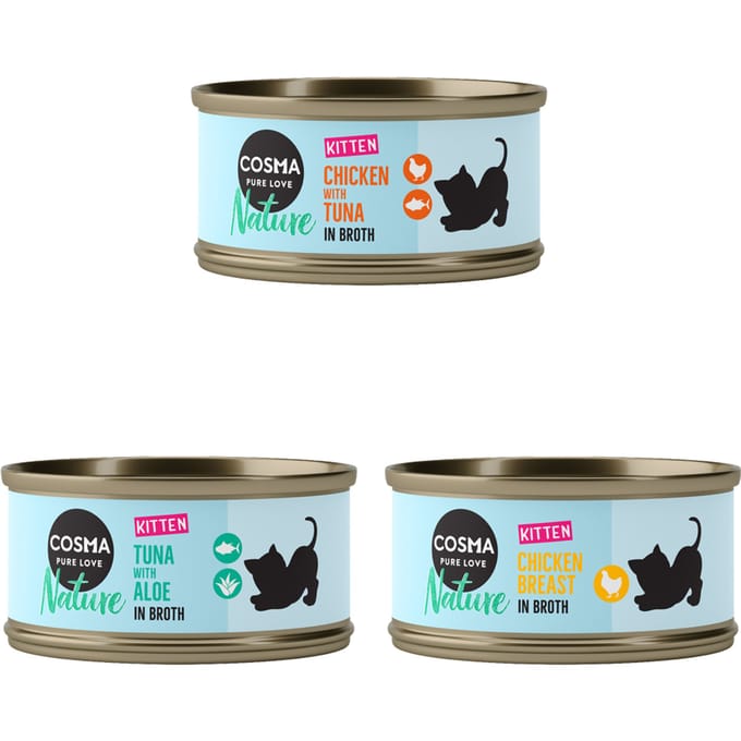 6x70g Nature Kitten Mix (3 verschillende smaken) Cosma Kattenvoer