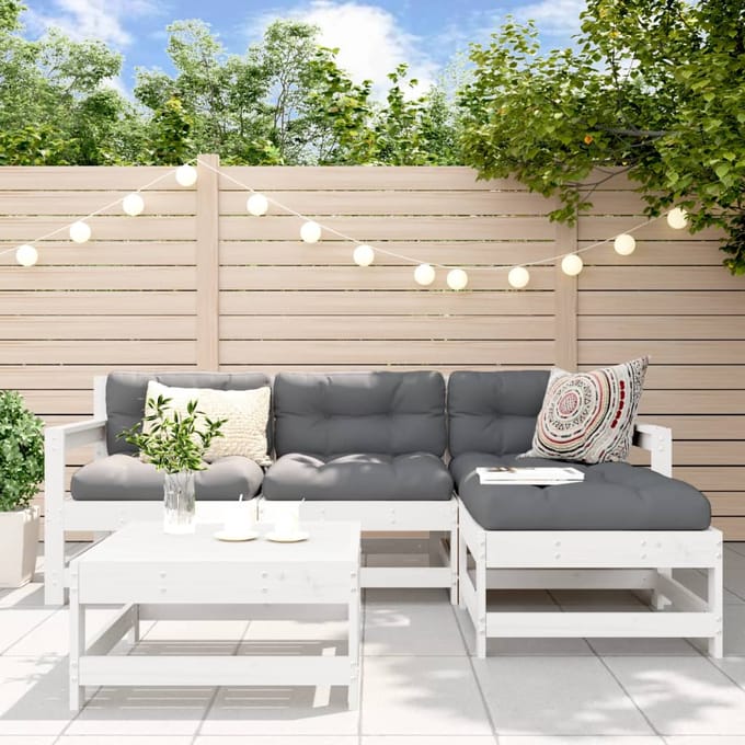 vidaXL - 5-delige - Loungeset - massief - grenenhout - wit