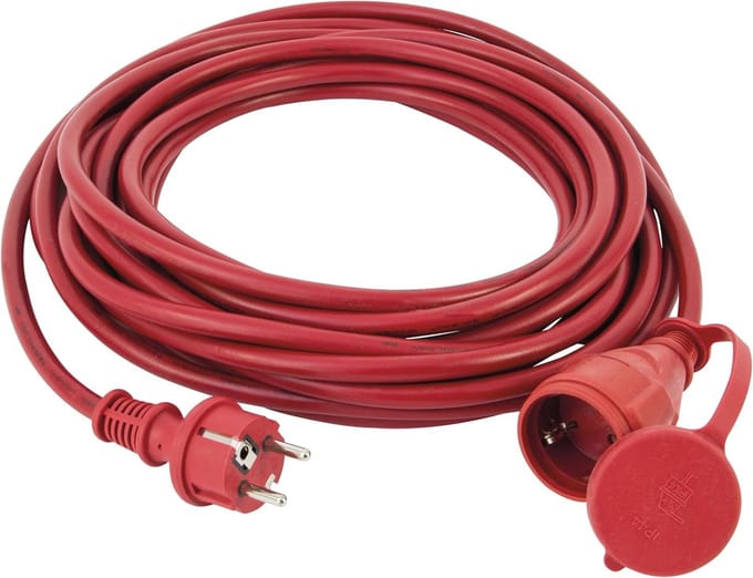 Verlengkabel 10 meter IP44, Geschikt voor Buiten, Rood, 16A, Waterdicht