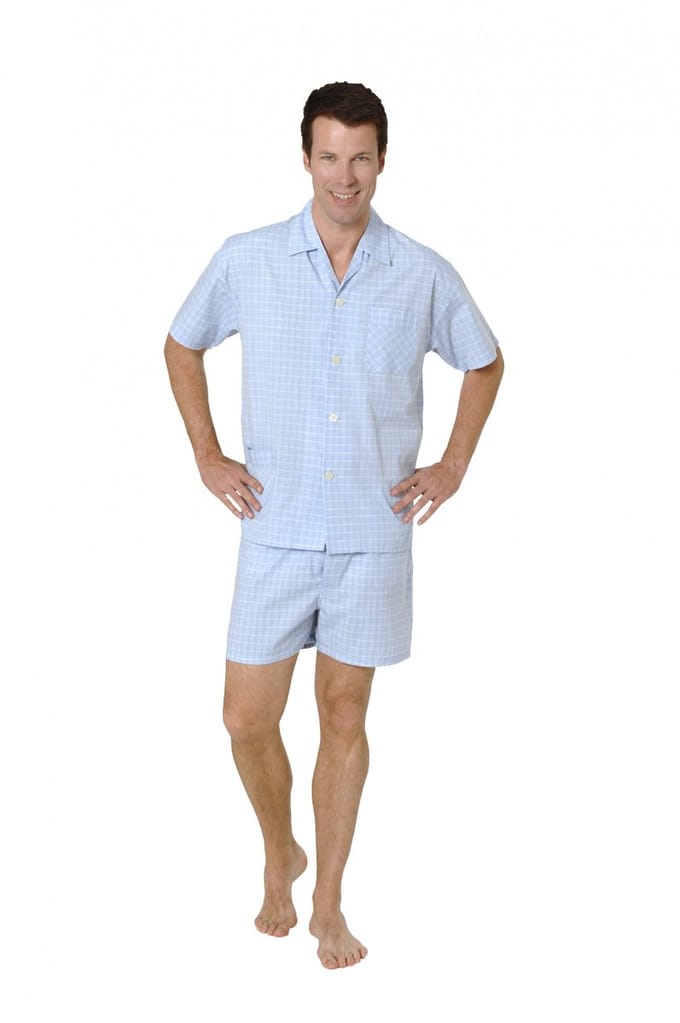 Normann Heren Pyjama Korte Mouwen Geweven Knoop Omhoog Elegant Ontwerp