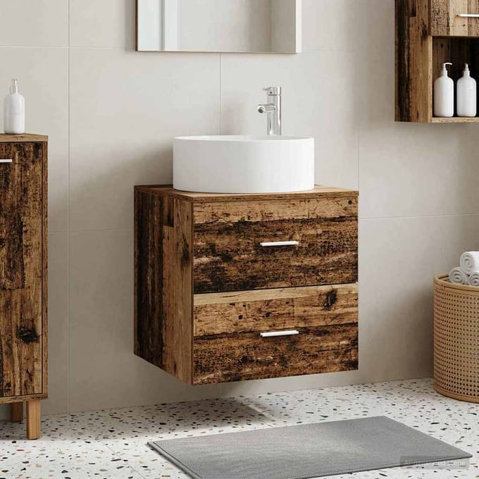 vidaXL - Wandgemonteerde - wastafel - van - een - meubel - Oud - hout