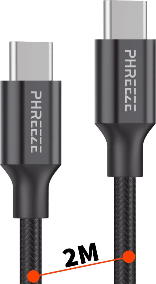 USB C Kabels - Nylon Gevlochten - 2 Meter - USB-C naar USB-C - 60W Snellader - Universeel - Oplaadkabel - Snoer - Oplader Kabel USBC