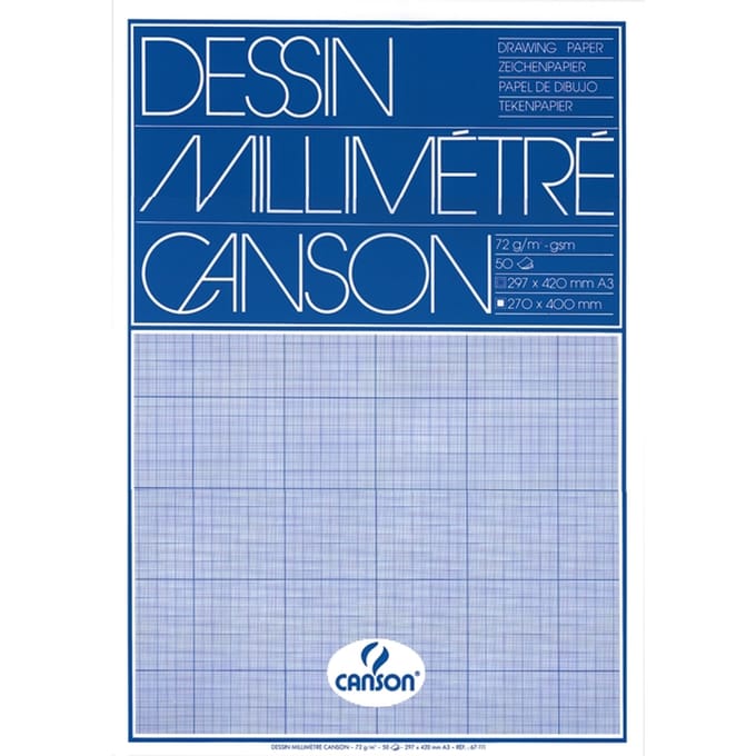 Millimeterblok Canson A3 blauw 50 vel