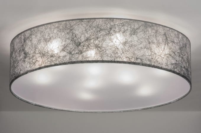 Lumidora Plafondlamp 72085 - Plafonniere - ARLES - 9 Lichts - E27 - Grijs - Zilvergrijs - Stof - ⌀ 70 cm