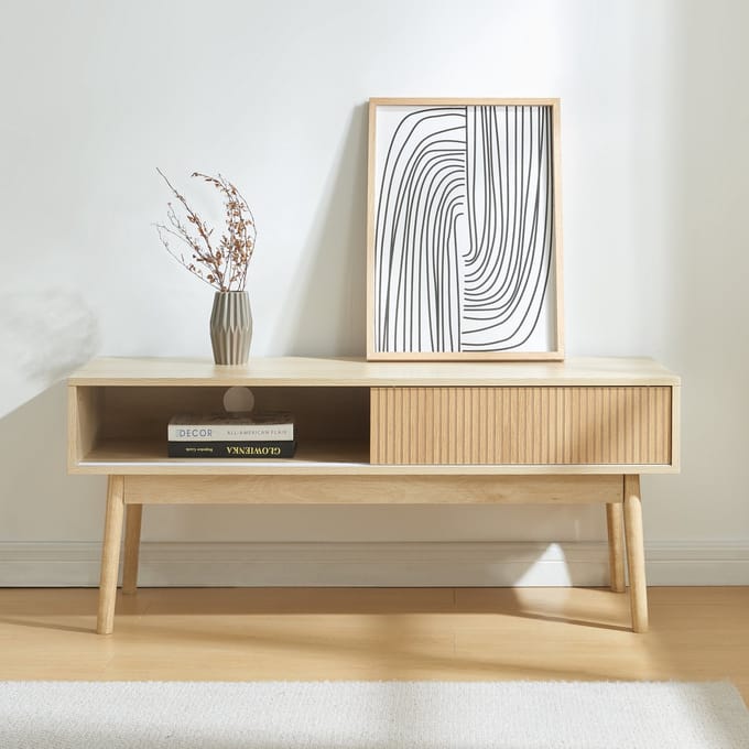 TV meubel Landskrona 115x40x48 cm eikenkleurig [en.casa]