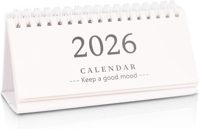 Bureaukalender 2025-2026 Klein Staand Bladerkalender Desk Top Organizer Wit