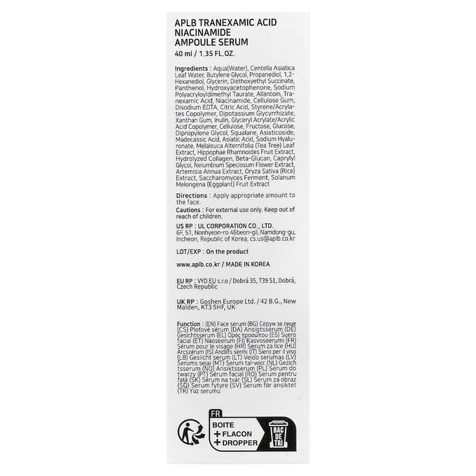 APLB, Tranexaminezuur Niacinamide Ampul Serum, 40ml (1,35 fl oz) white
