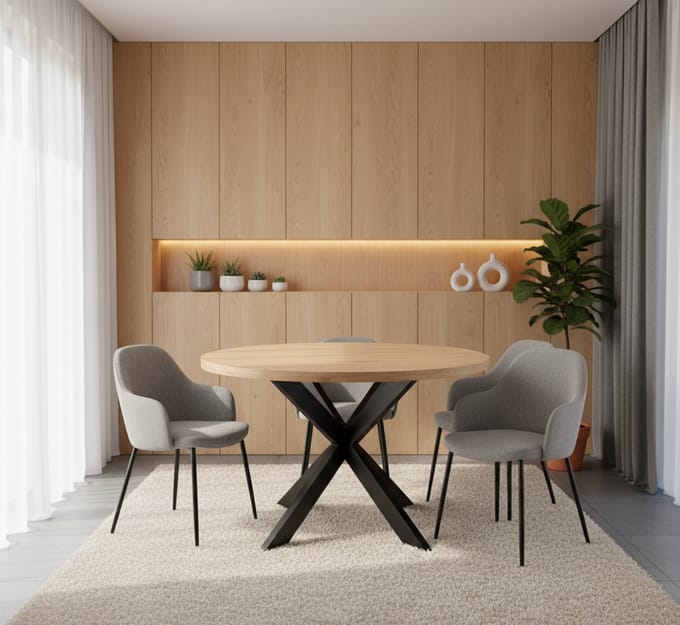 Ronde Eettafel 120 cm Massief - Eiken - Novihome