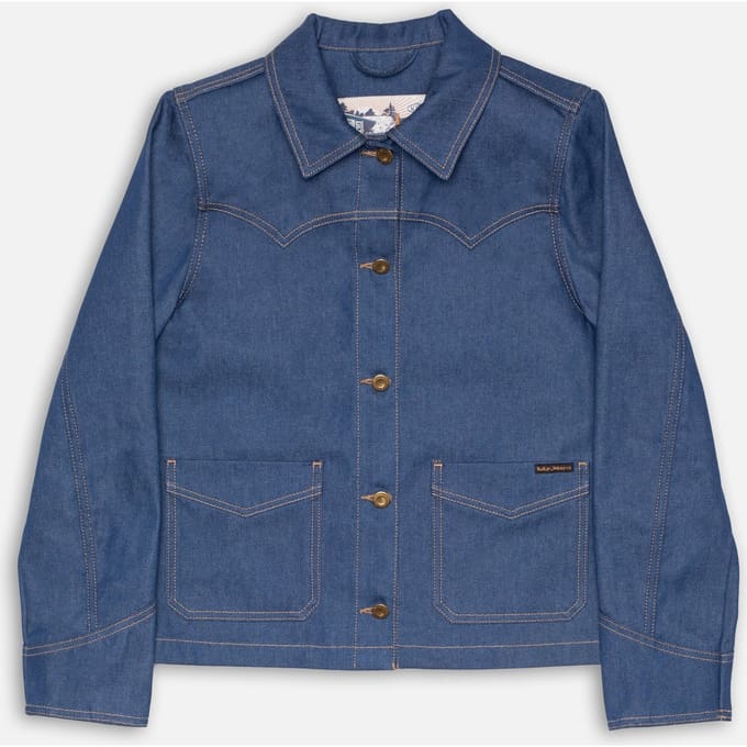 Nudie Jeans Kelly Western Denim Jacket Blue Größe: M | Jeansjacken Outlet | Damen | Blau