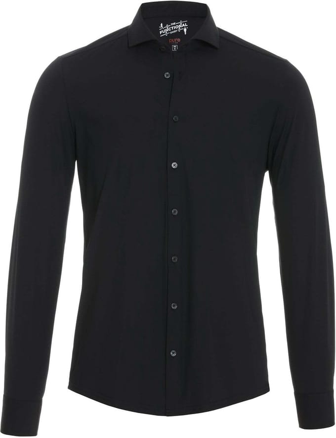 Pure H.Tico The Functional Shirt Zwart - Maat 45 - Heren - Overhemden Formeel