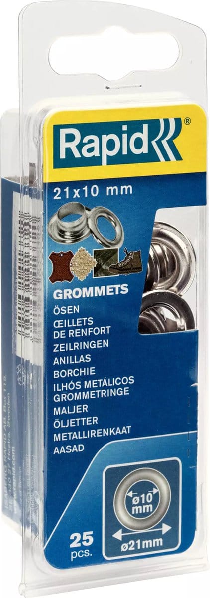 Rapid Grommets 21x10 Box 25pcs+2 Metal Tools