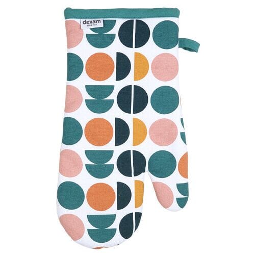 Dexam enkele ovenwant Retro Spot 100% katoen teal/perzik