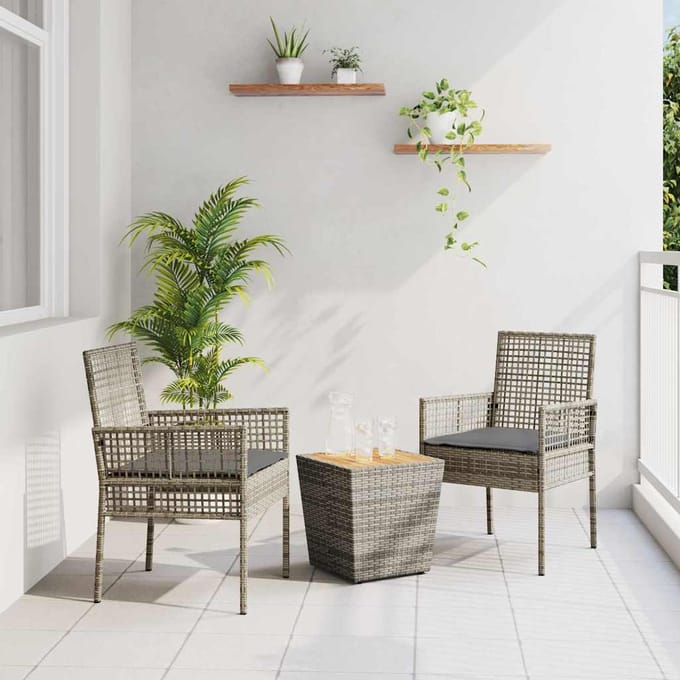 vidaXL - Tuin - Bistro - Set - 3 - st - Grijs - poly - rattan