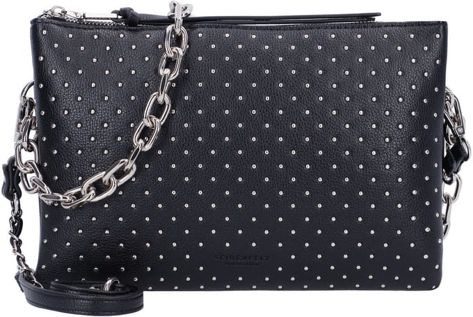 SEIDENFELT MANUFAKTUR Schoudertas Jomala Shoulderbag Black With Tiny Rivets Zwart