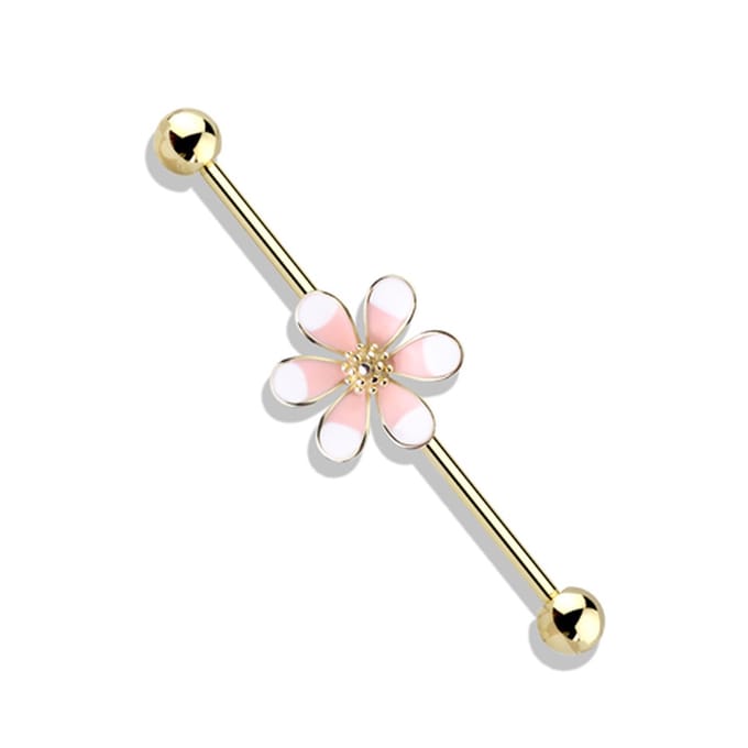 Industrial piercing flower - goud - LMPiercings