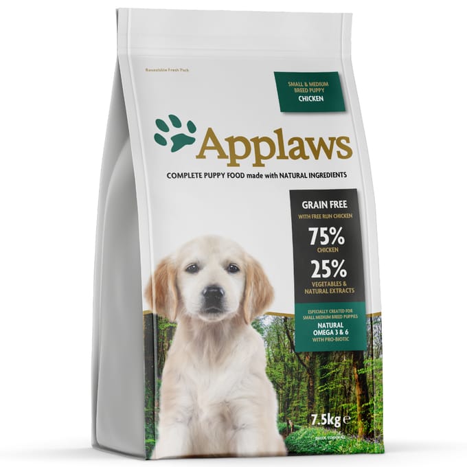 7,5kg Puppy Small & Medium Breed Kip Applaws Hondenvoer