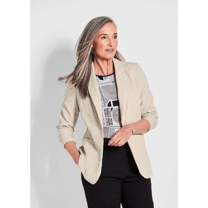Blazer in structuurlook - steengrijs - Gr. 25 van Goldner Fashion