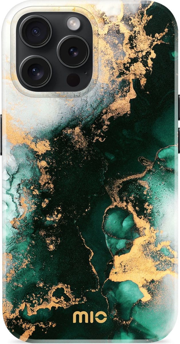 MIO MagSafe Apple iPhone 15 Pro Hoesje | Hard Shell Back Cover | Geschikt voor MagSafe | Green Marble