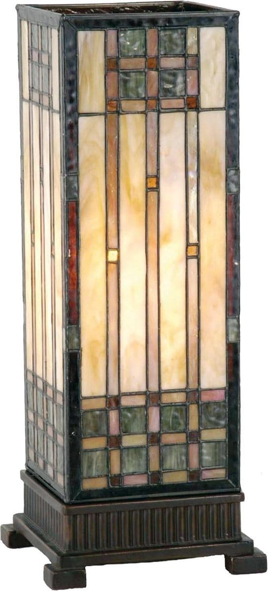 Lumilamp Tiffany Tafellamp 18x18x45 cm Beige Bruin Glas