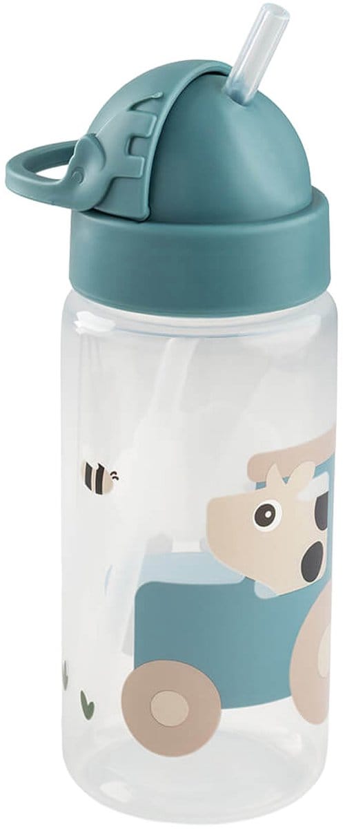 Done by Deer drinkfles met rietje tiny farm blue 350 ml