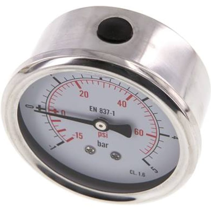 -1..5 Bar Glycerine Manometer Achteraansluiting RVS/Messing 63 mm Klasse 1.6 - ML-1563SHG