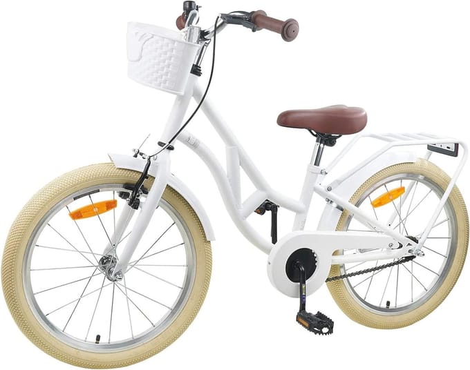 Kinderfiets - Jongens meisjesfiets - Dagelijkse ritten - Stabiele stalen constructie - 20 inch - Wit