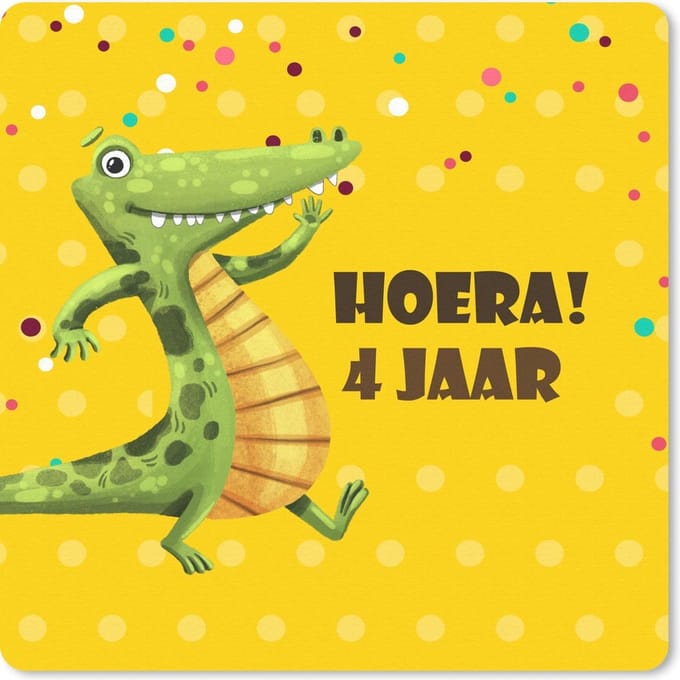 Muismat 20x20 cm - Mousepad Jubileum - Krokodil - Verjaardag - Muismatten