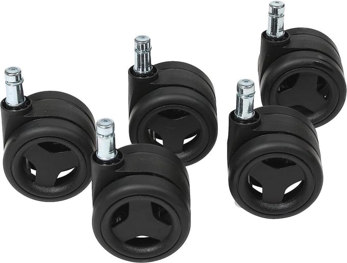 Bureaustoelwielen voor harde vloeren set van 5 stuks 11 mm/65 mm zwart