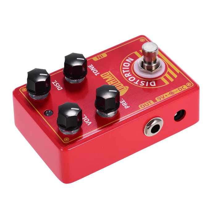 Dolamo D-9 Distortion Gitaareffectpedaal met Presence Distortion Volume Toonregeling en True rood