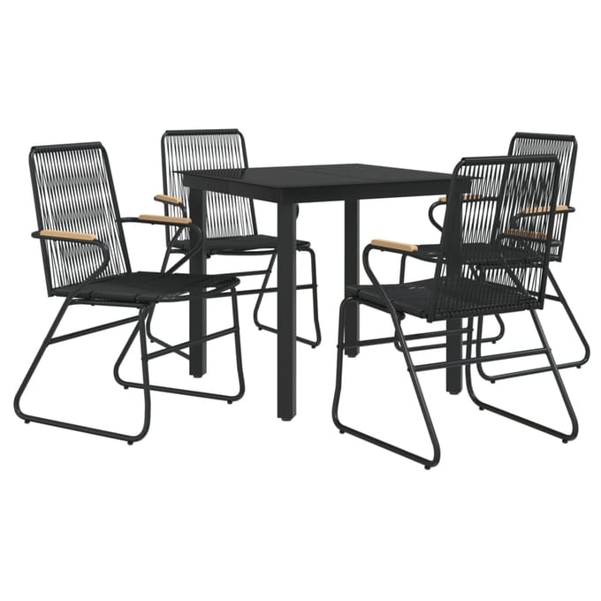 vidaXL - 5-delige - Tuinset - PVC-rattan - zwart