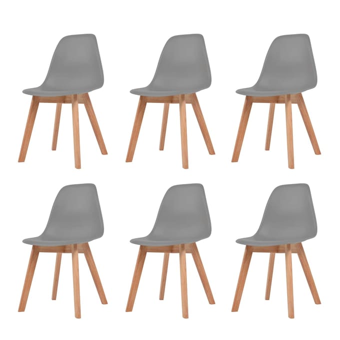 vidaXL - Eetkamerstoelen - 6 - st - kunststof - grijs
