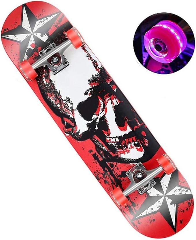 Compleet Skateboard - Beginnersboard Trickboard - Buitensporten Trucs - Dubbele Kick Concave - 31 x 8 inch - E