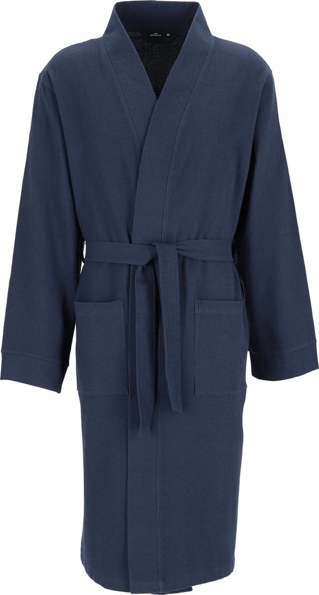 Gotzburg heren badjas pique (middeldik) - blauw