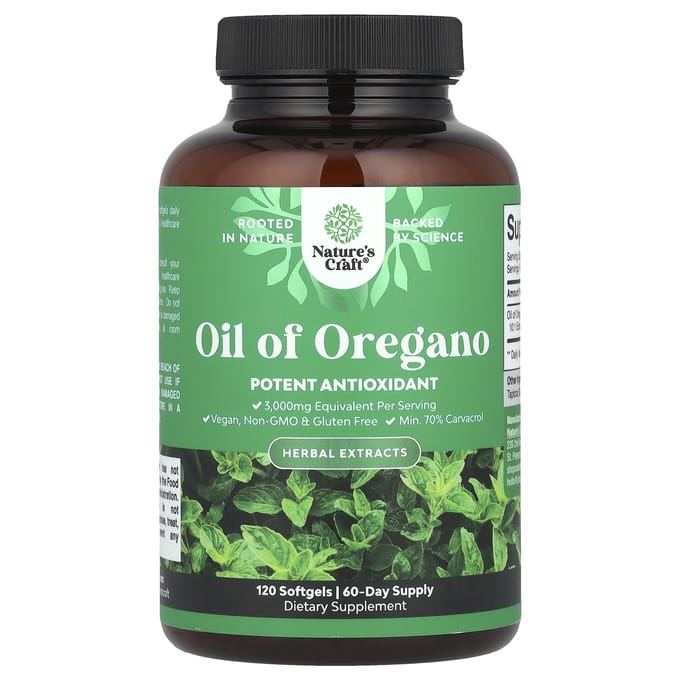 Nature's Craft, Huile d'Origan, 120 Gélules Molles (150 mg par gélule molle)