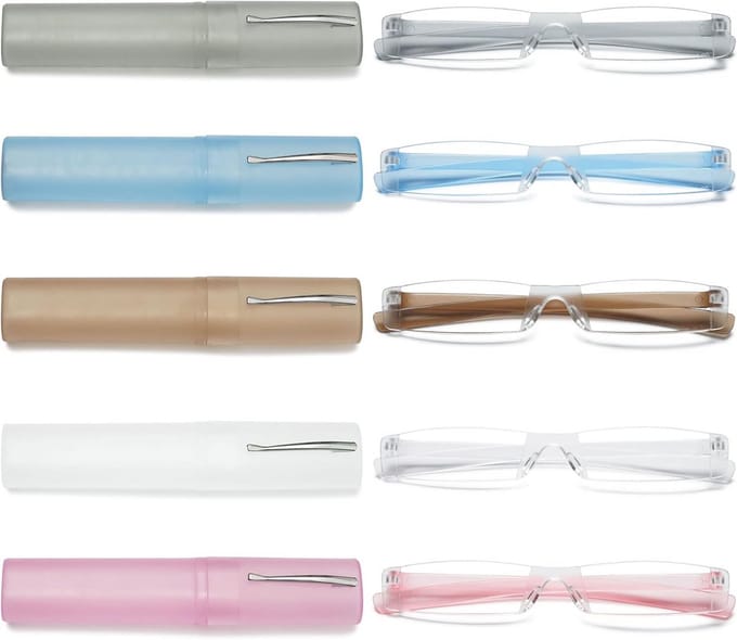 Randloze leesbril set van 5 stuks - Comfortabele mini-leeshulp voor dames en heren